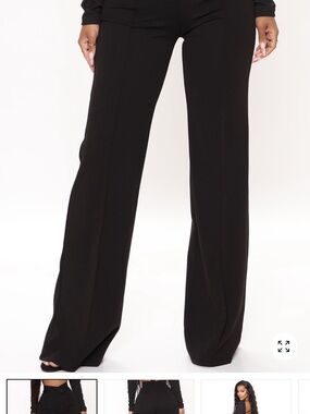 Fashion Nova Black Wide-Leg Trousers